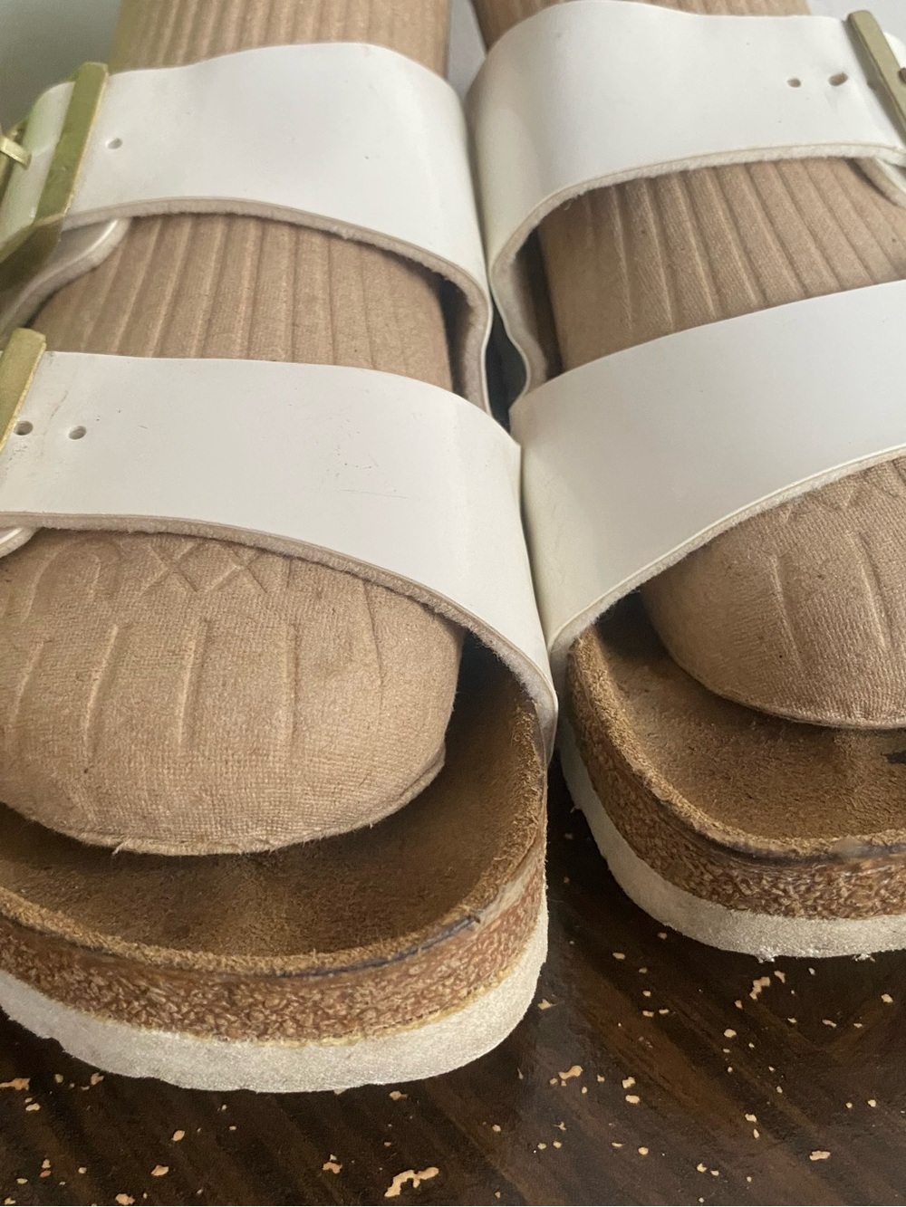 Pre-owned Birkenstock Arizona White Patent Slide Sandals Sz 38/7 Regular Women’s - Picture 8 of 9